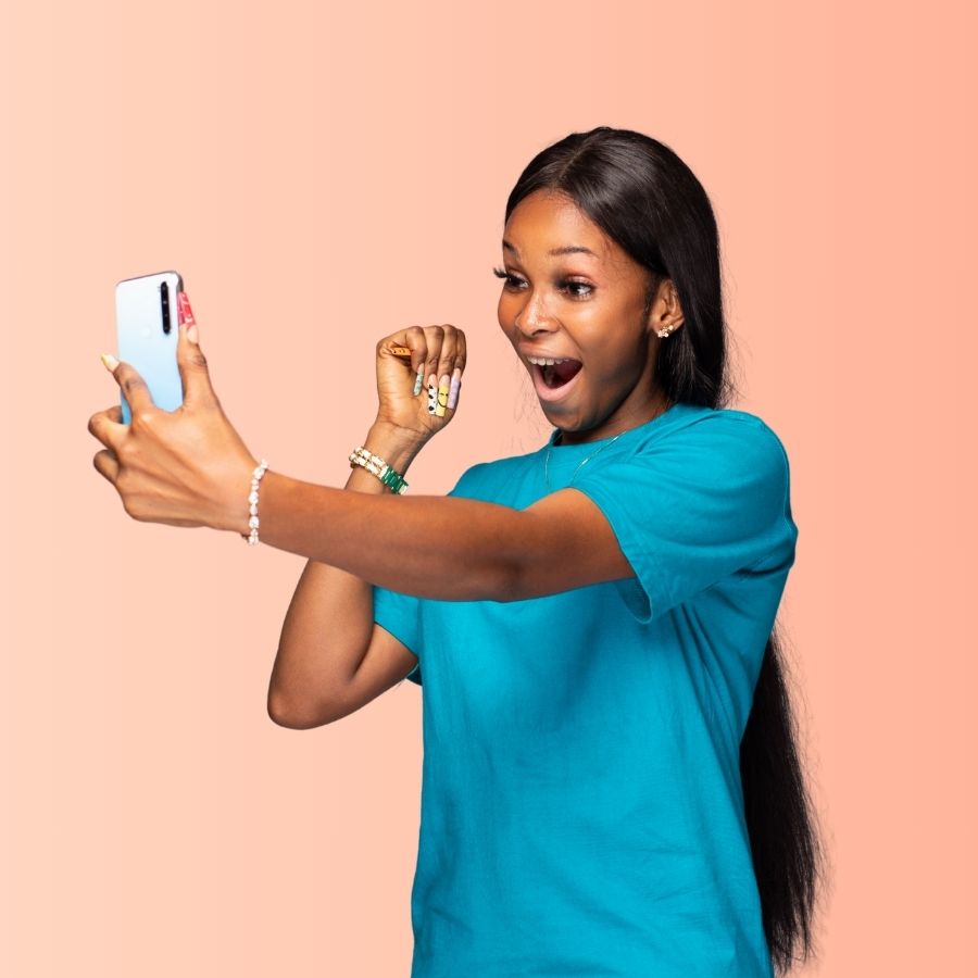 UNIabuja student super excited while checking her phone 